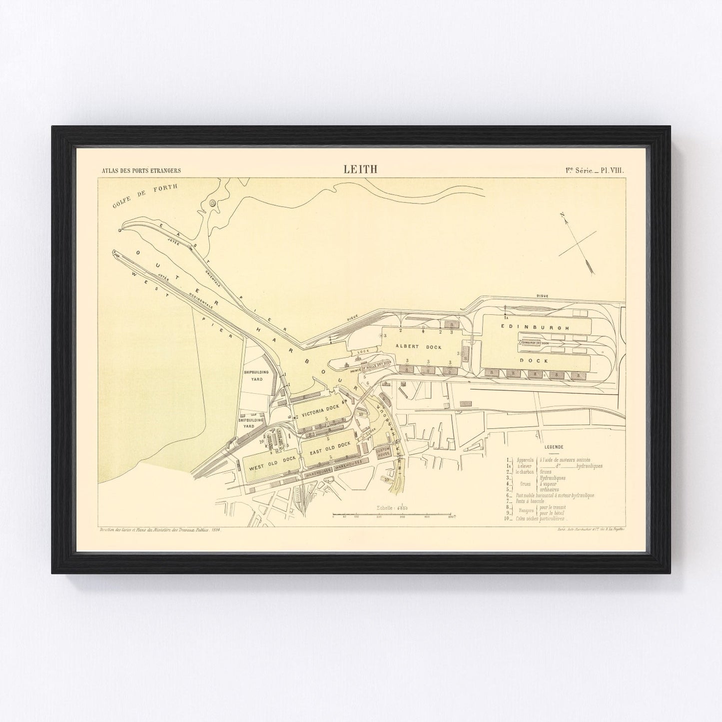 Vintage map of Edinburgh, Scotland, 1884