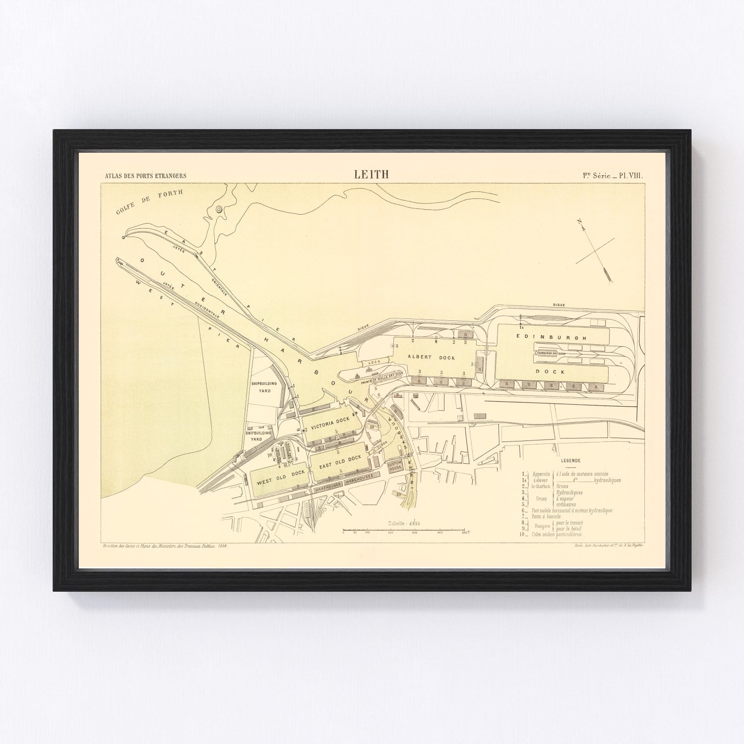 Vintage map of Edinburgh, Scotland, 1884