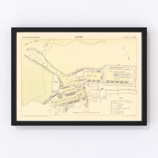 Vintage map of Edinburgh, Scotland, 1884