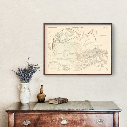 Vintage Map of Cardiff, Wales, 1883