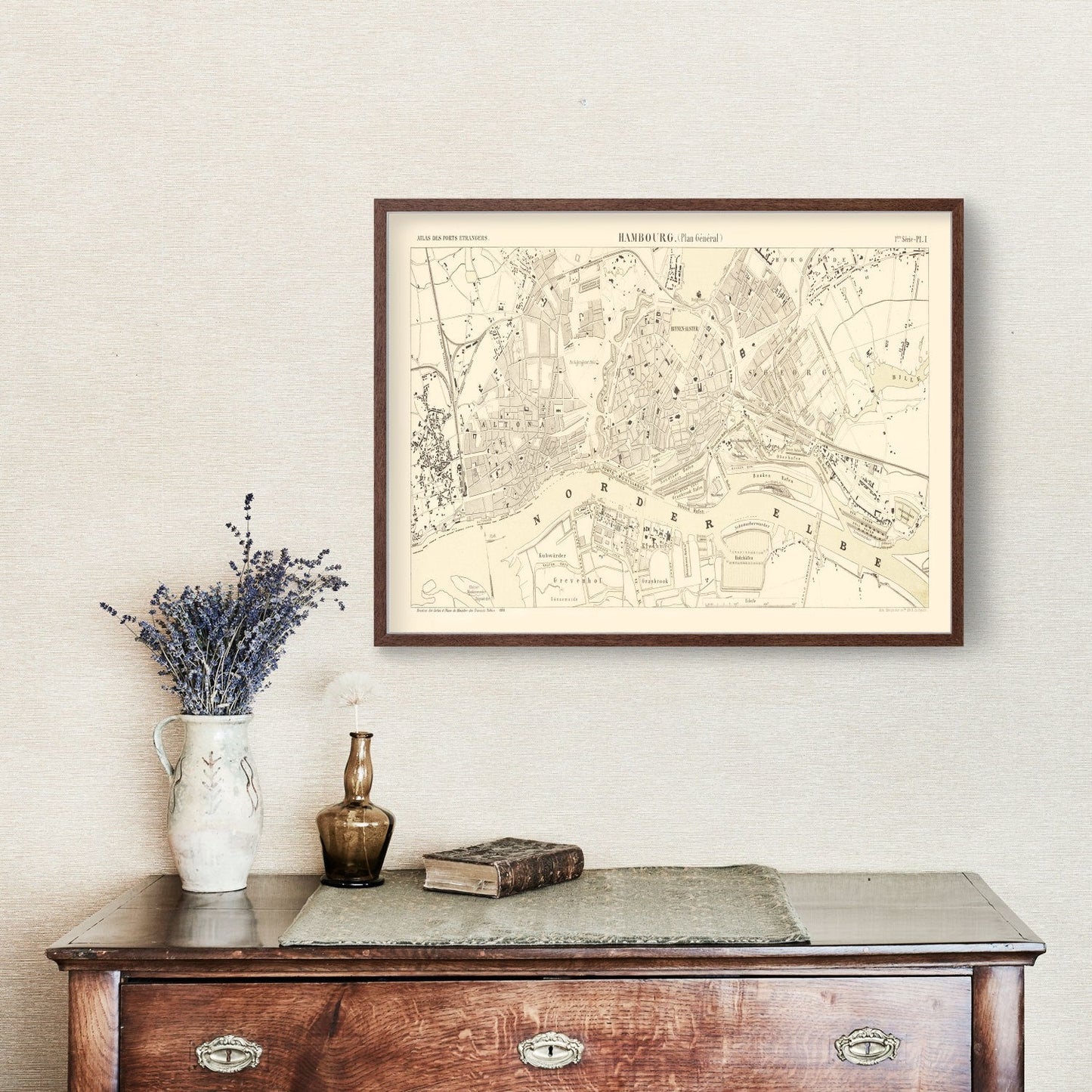 Vintage Map of Hamburg, Germany, 1884 (Edition Two)