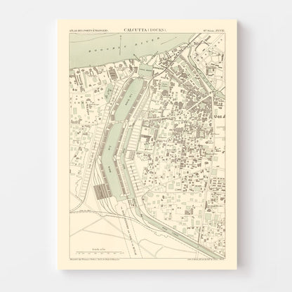 Vintage Map of Calcutta, India, 1890 | Wall Art