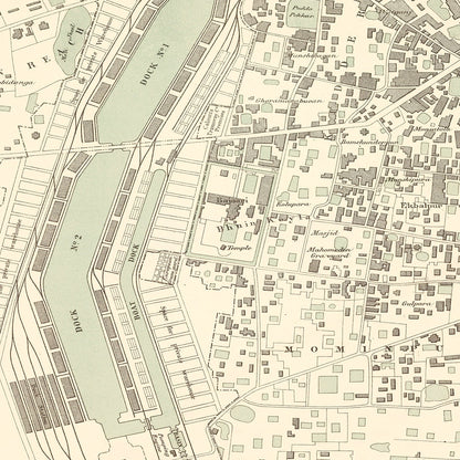 Vintage Map of Calcutta, India, 1890 | Wall Art