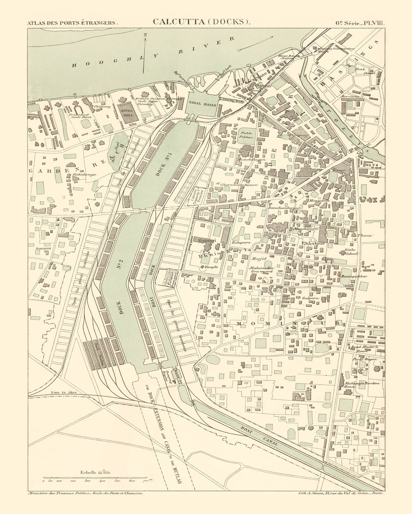 Vintage Map of Calcutta, India, 1890 | Wall Art