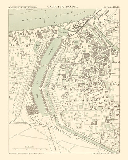 Vintage Map of Calcutta, India, 1890 | Wall Art