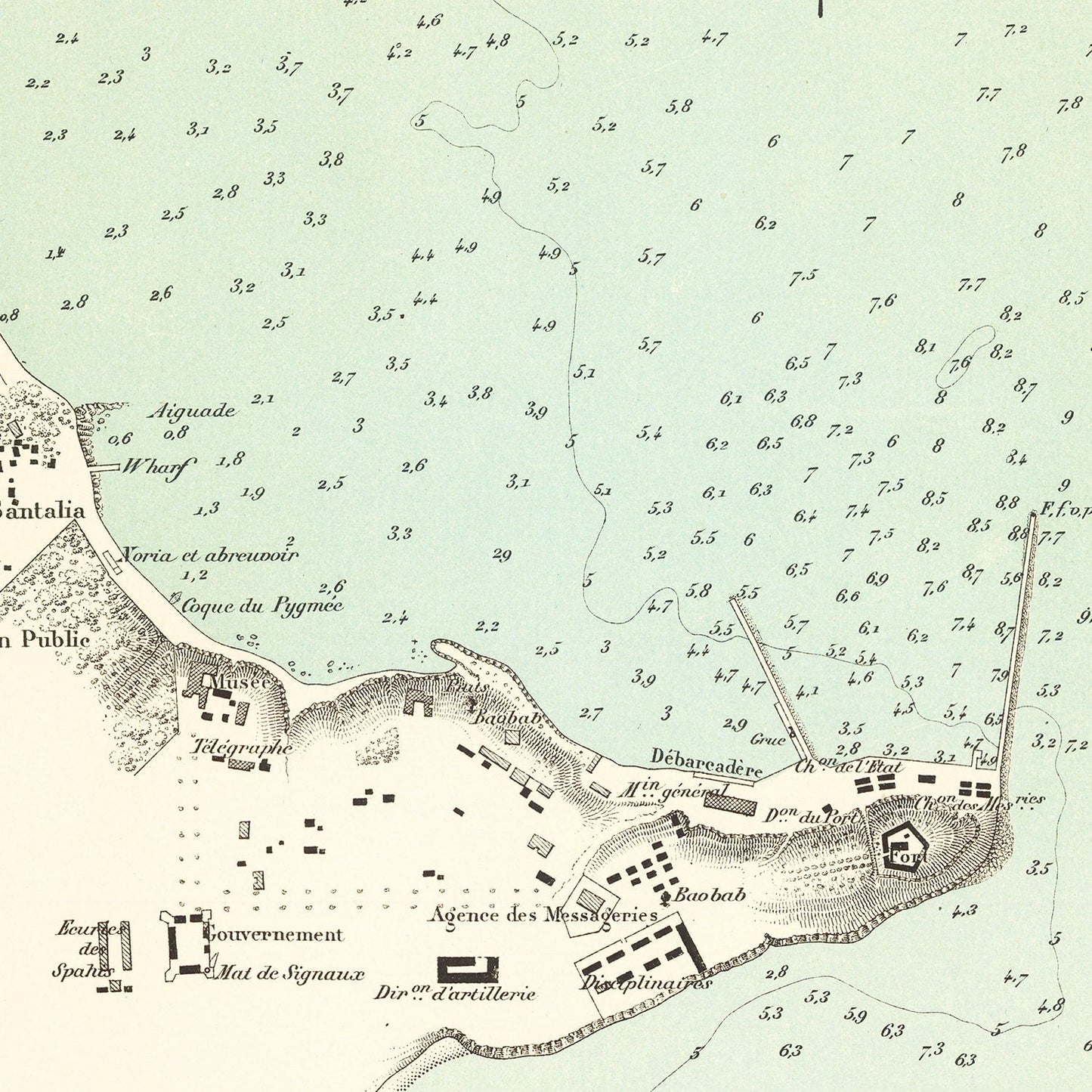 Vintage Map of Dakar, Senegal 1876