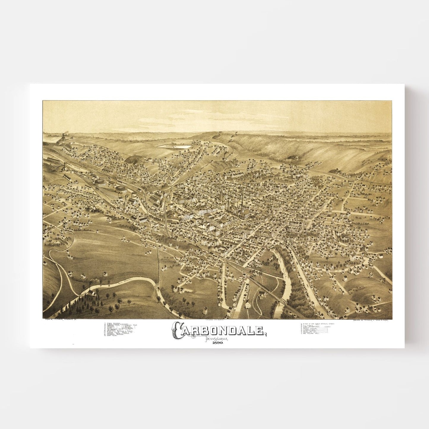 Vintage Map of Carbondale, Pennsylvania, 1897