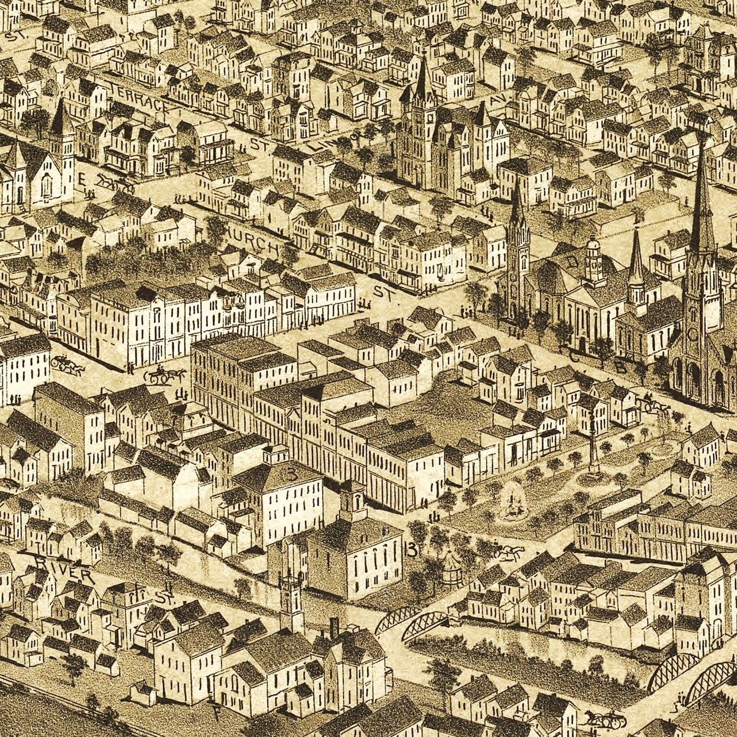 Vintage Map of Carbondale, Pennsylvania, 1897