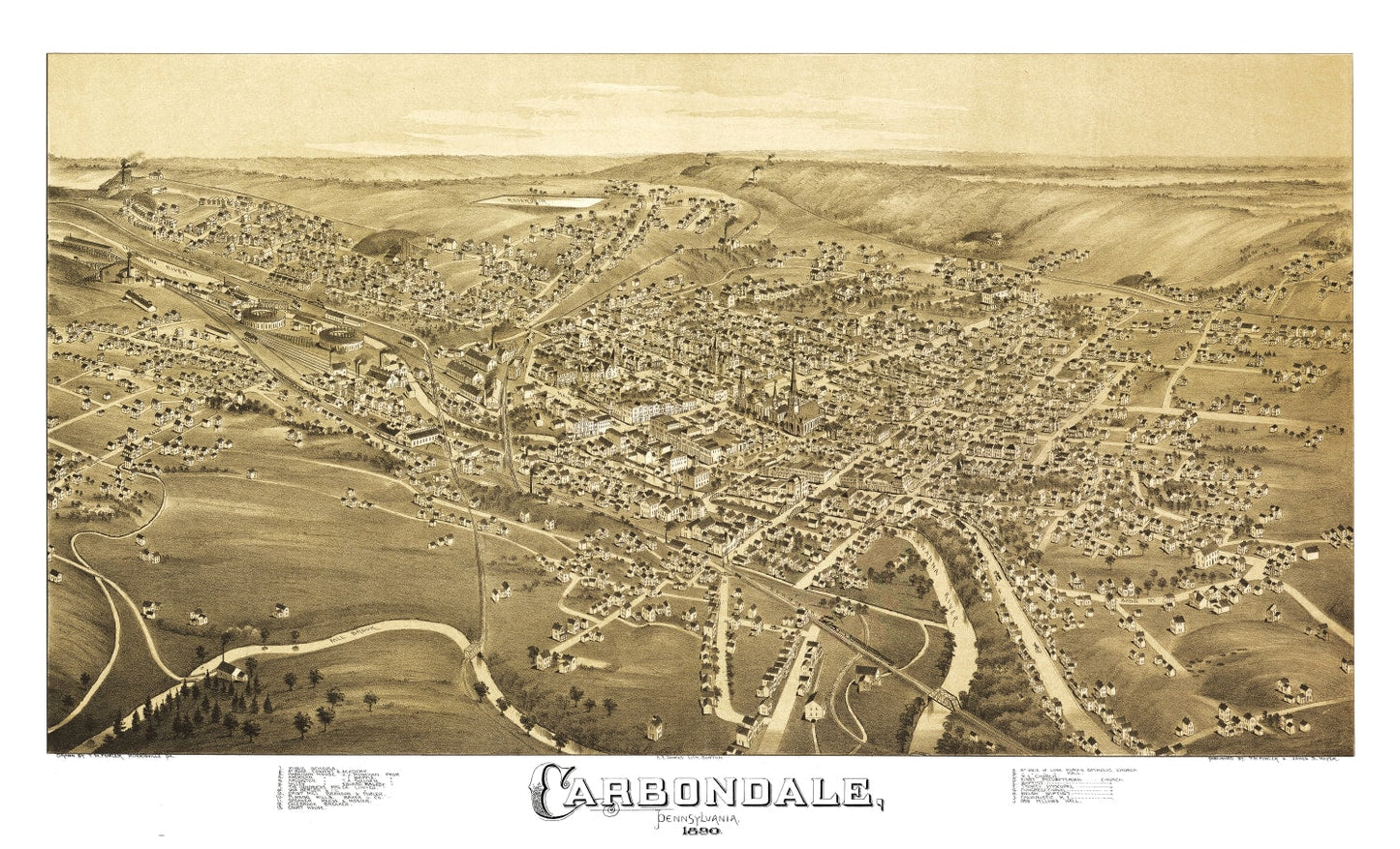 Vintage Map of Carbondale, Pennsylvania, 1897