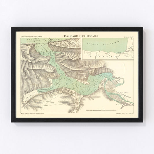 Vintage map of Pasaia, Spain, 1888