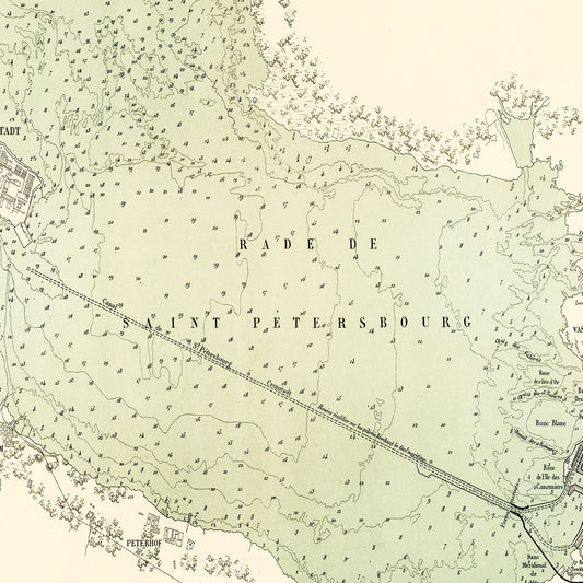 Vintage Map of Saint Petersburg, Russia, 1888 II