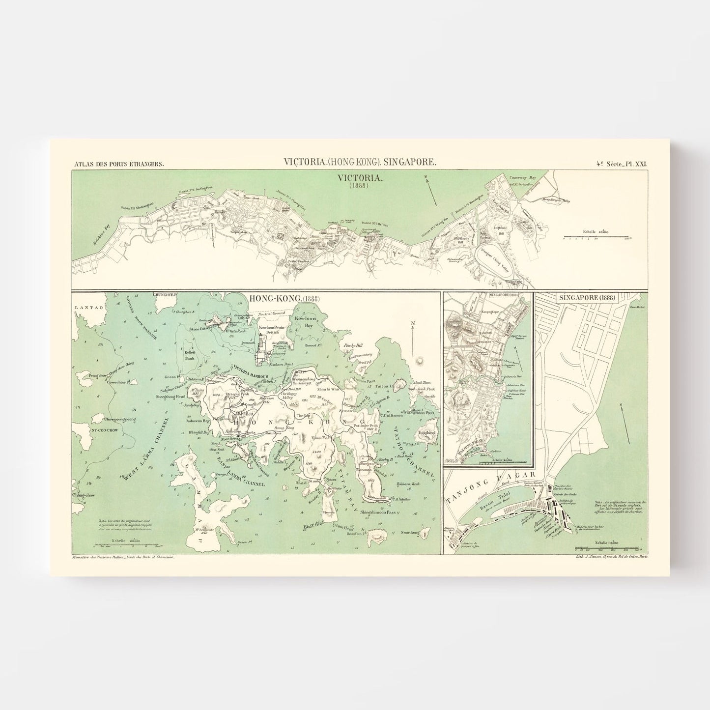 Vintage Map of Victoria, China, 1866