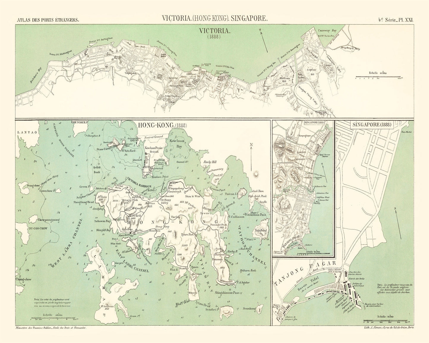 Vintage Map of Victoria, China, 1866