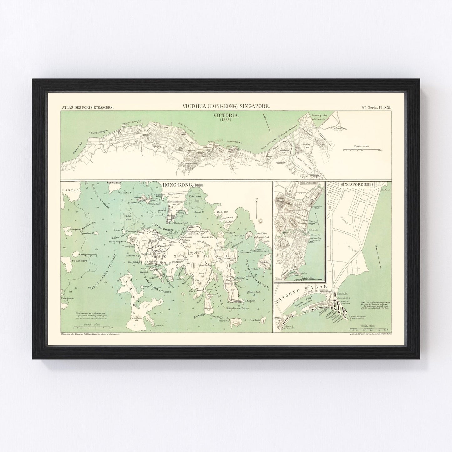 vintage map of Victoria, China, 1866