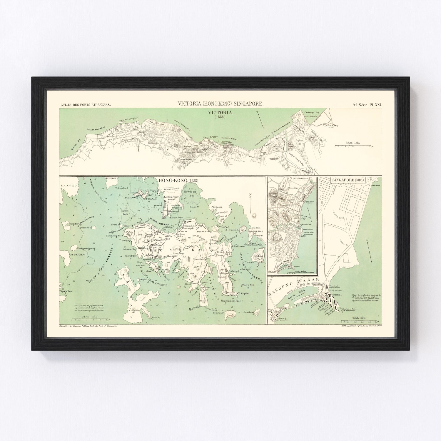vintage map of Victoria, China, 1866