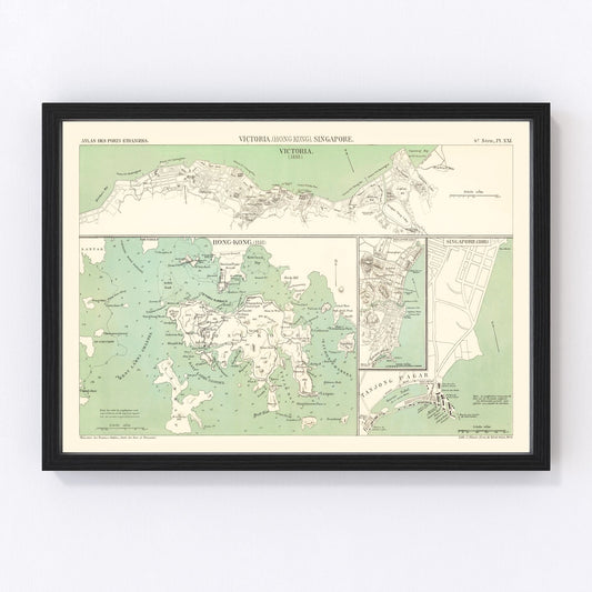 vintage map of Victoria, China, 1866
