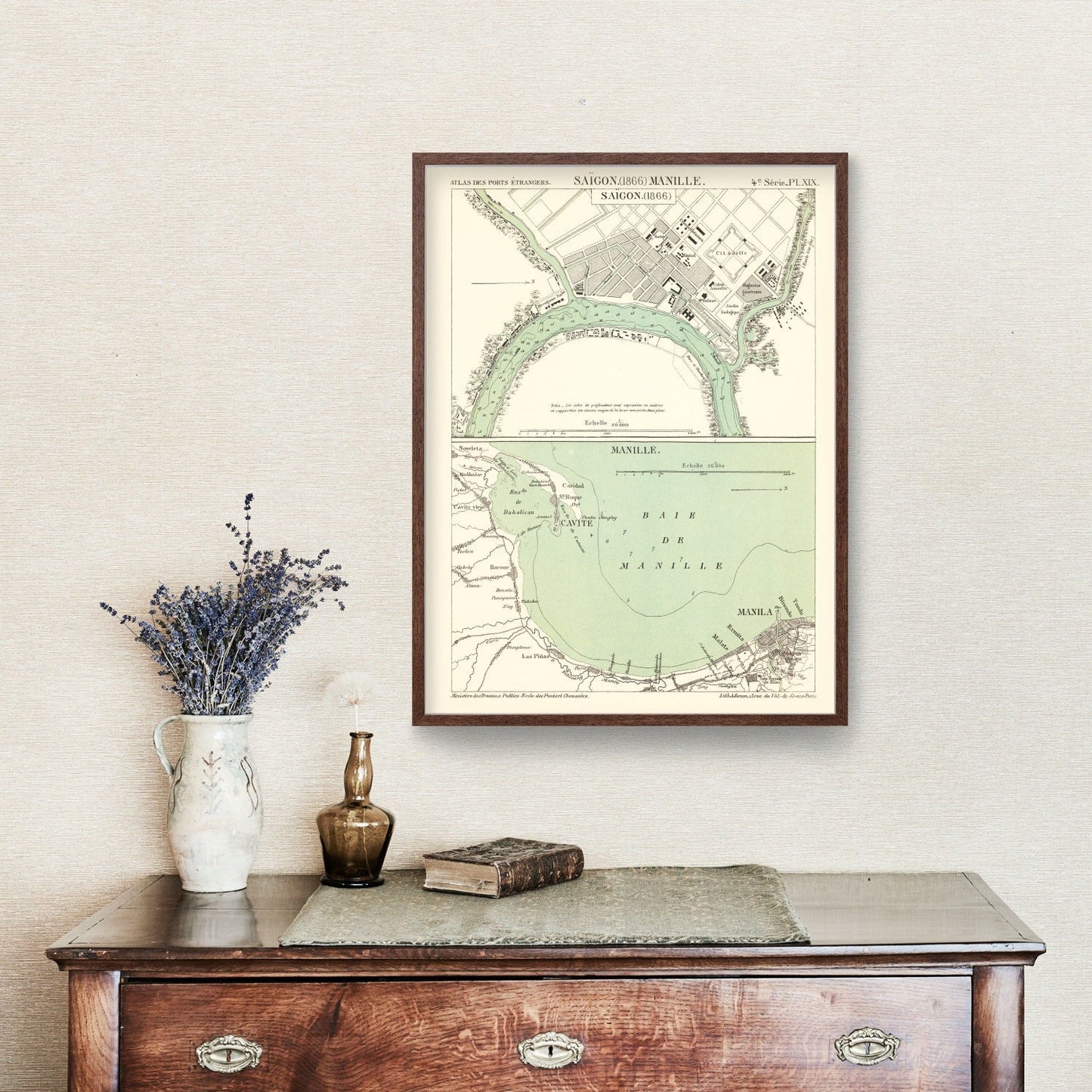 Vintage Map of Ho Chi Minh City, Vietnam, 1866
