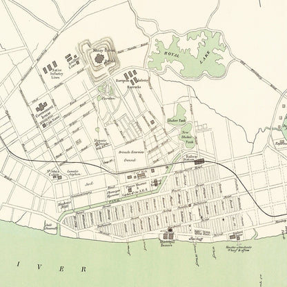 Vintage Map of Yangon, Myanmar, 1888