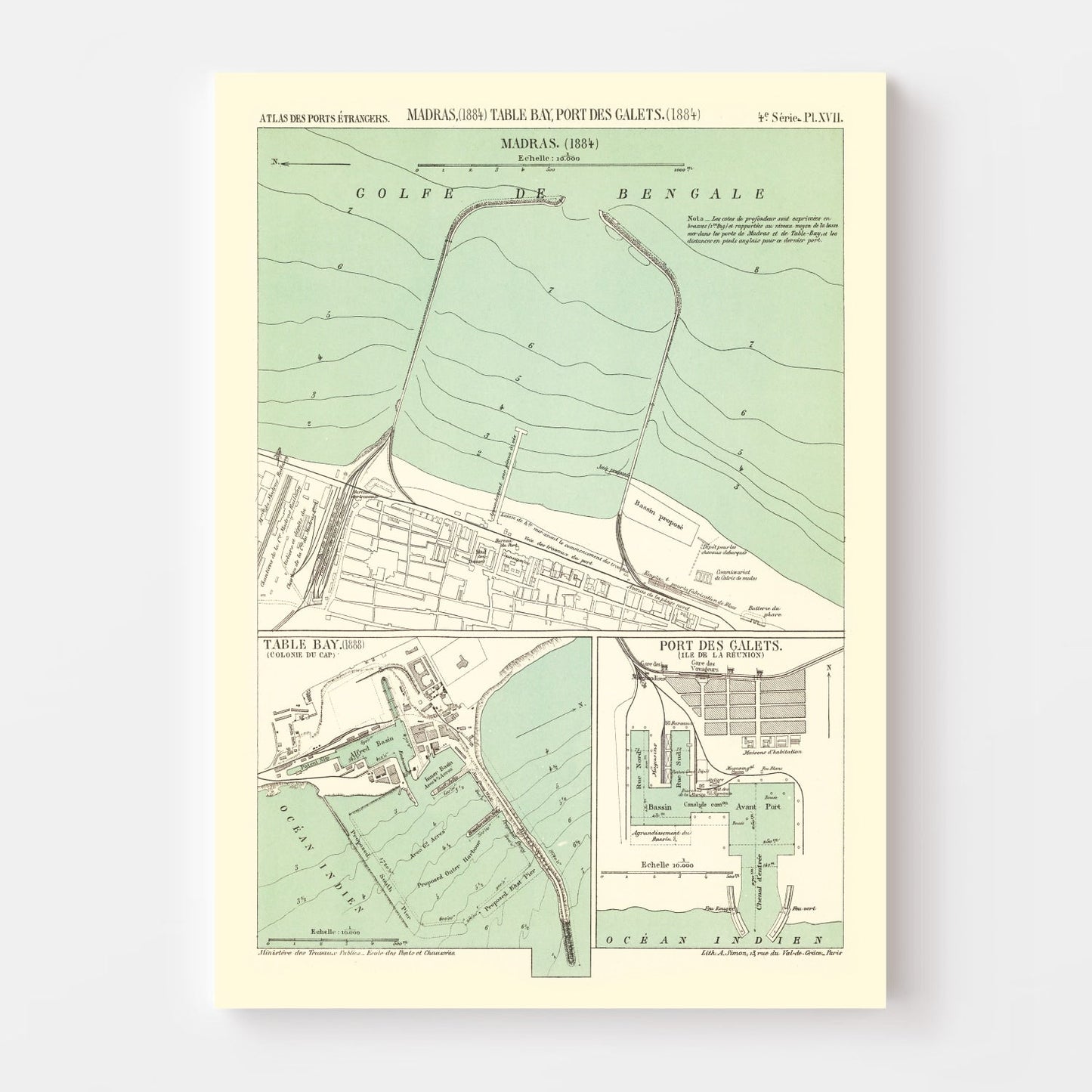 Vintage Map of Chennai, India 1884