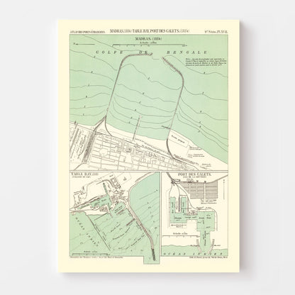 Vintage Map of Chennai, India 1884