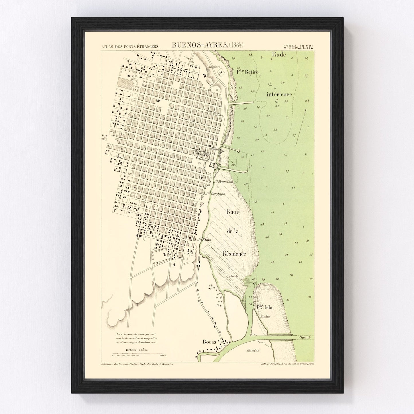 Vintage map of Buenos Aires, Argentina, 1884