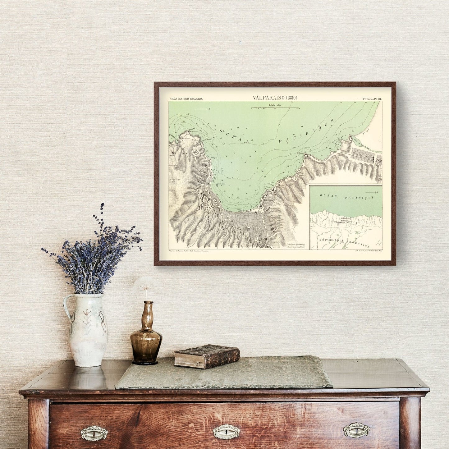 Vintage Map of Valparaíso, Chile, 1880