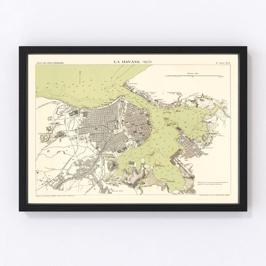 Vintage map of Havana, Cuba, 1879