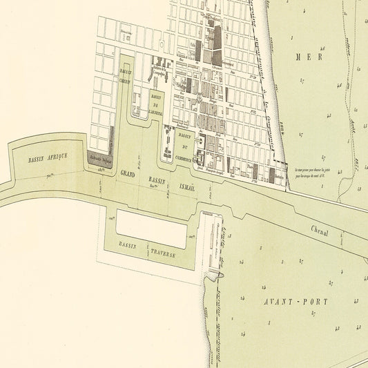 Vintage Map of Port Said, Egypt, 1885