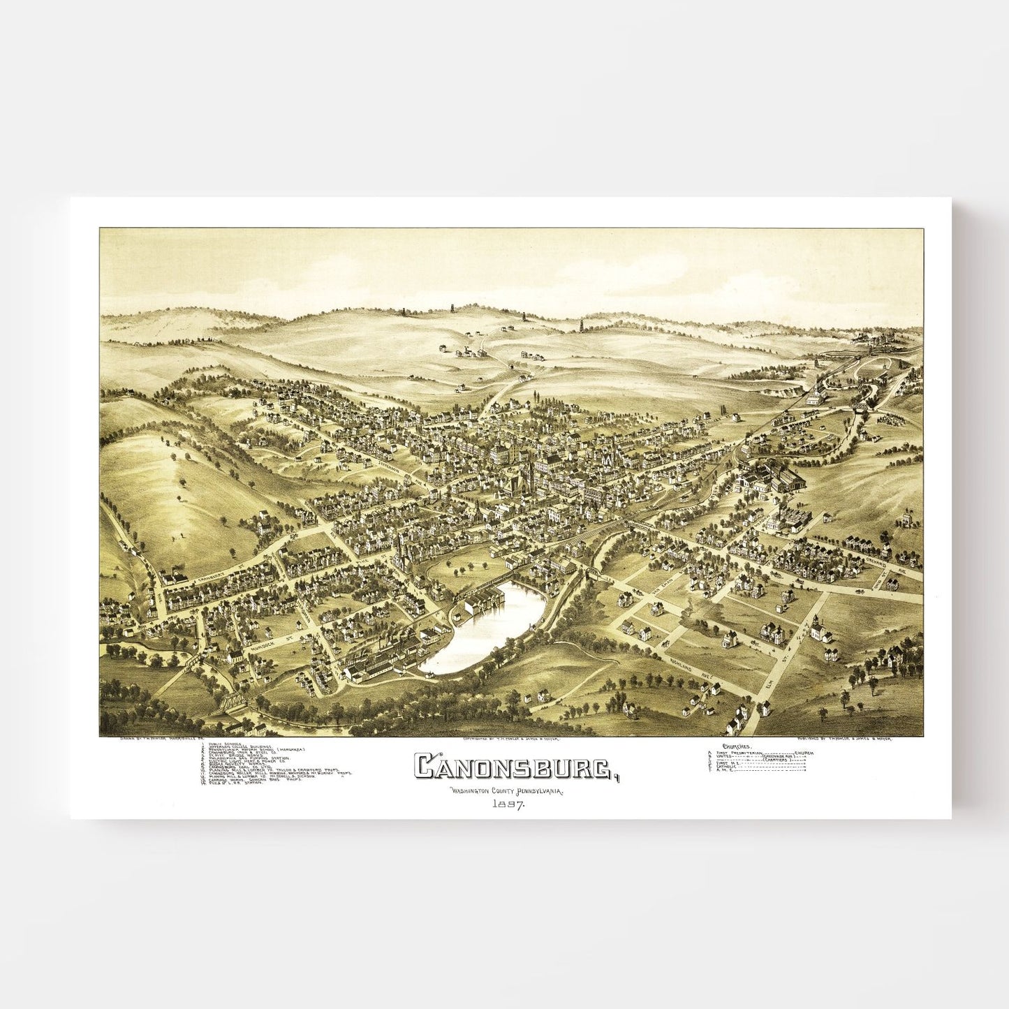 Vintage Map of Canonsburg, Pennsylvania, 1897