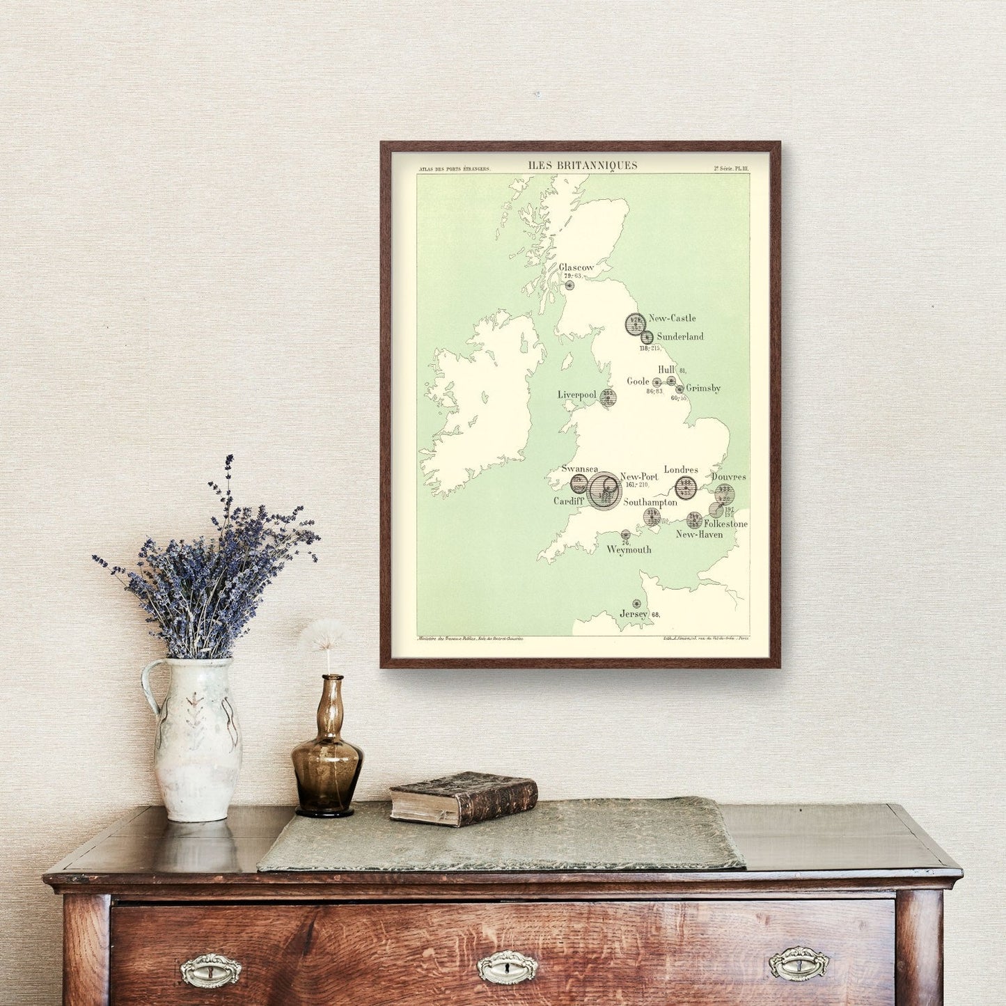 Vintage Map of British Isles 1886 Wall Art