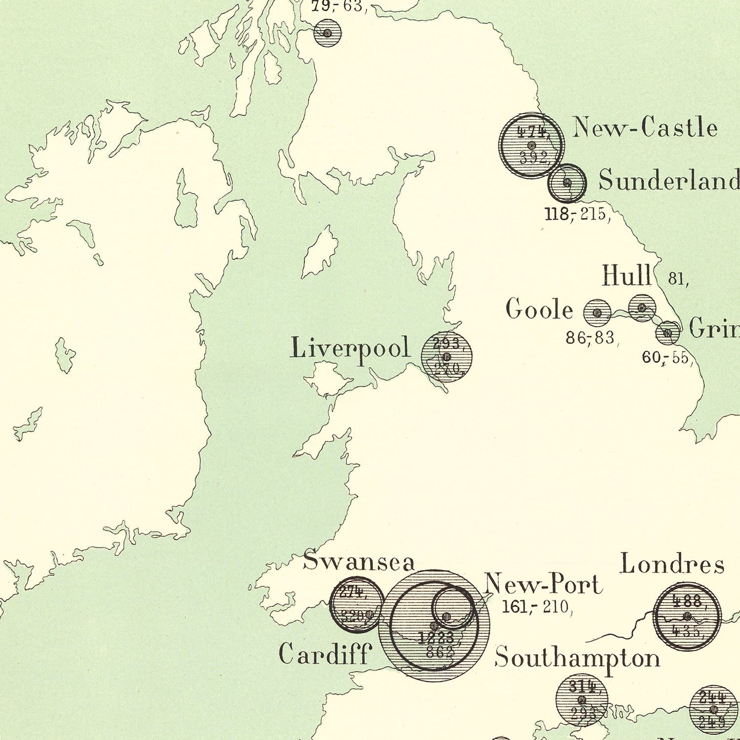 Vintage Map of British Isles 1886 Wall Art