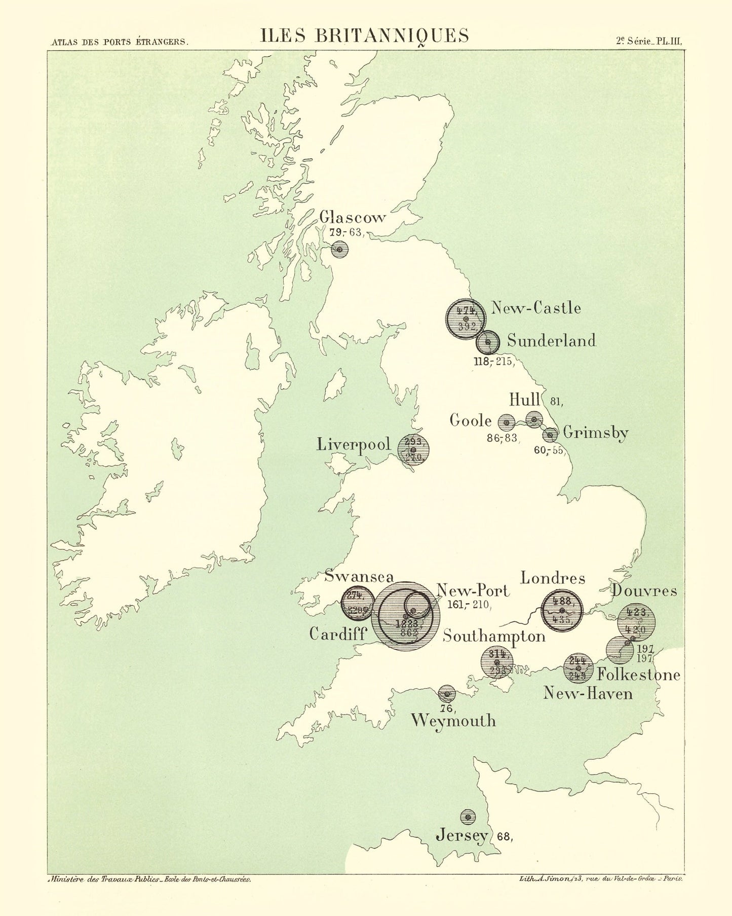 Vintage Map of British Isles 1886 Wall Art