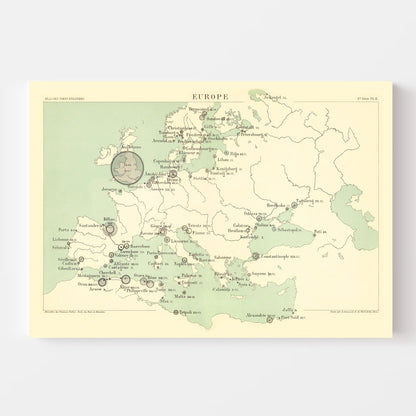 Vintage Map of Europe, 1886