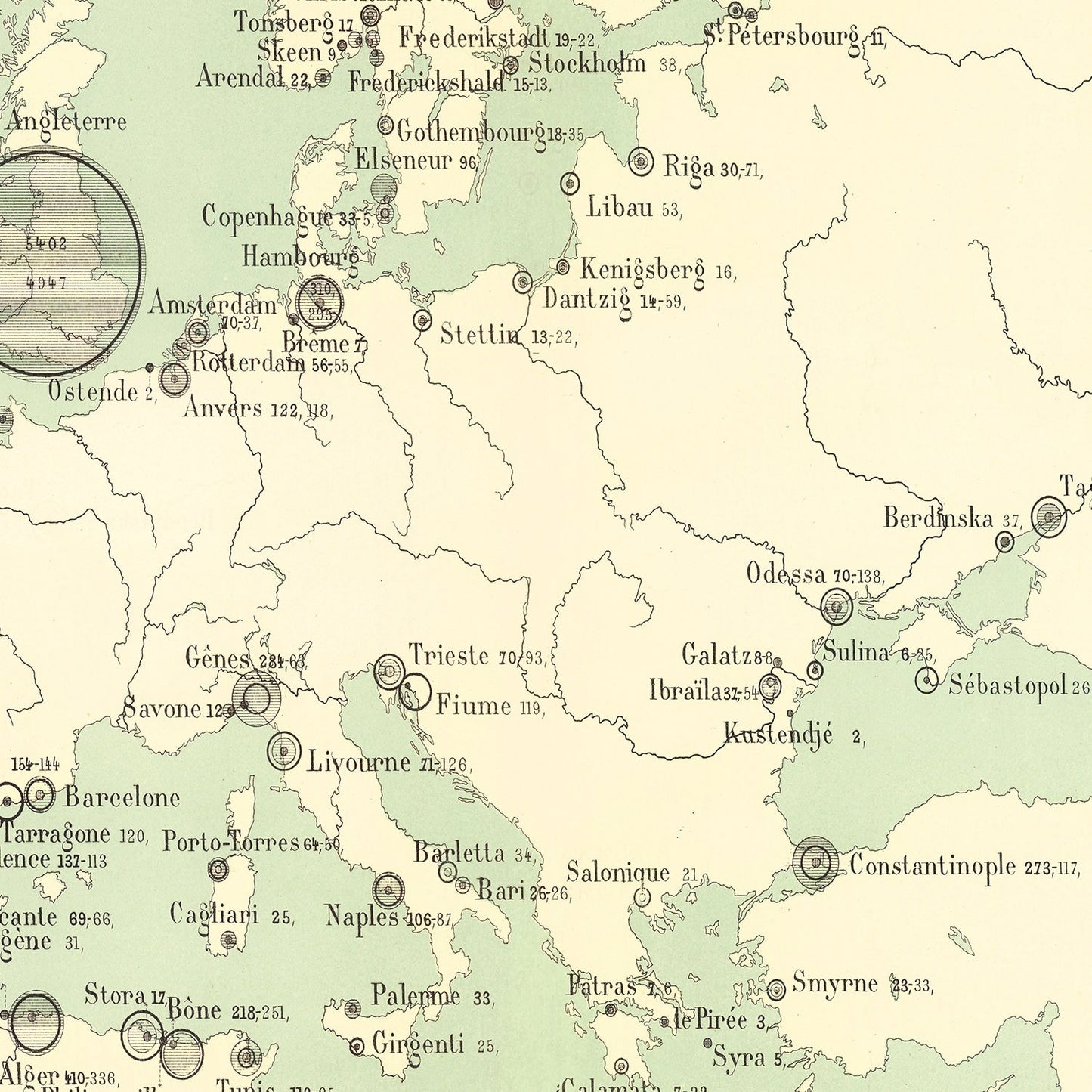 Vintage Map of Europe, 1886