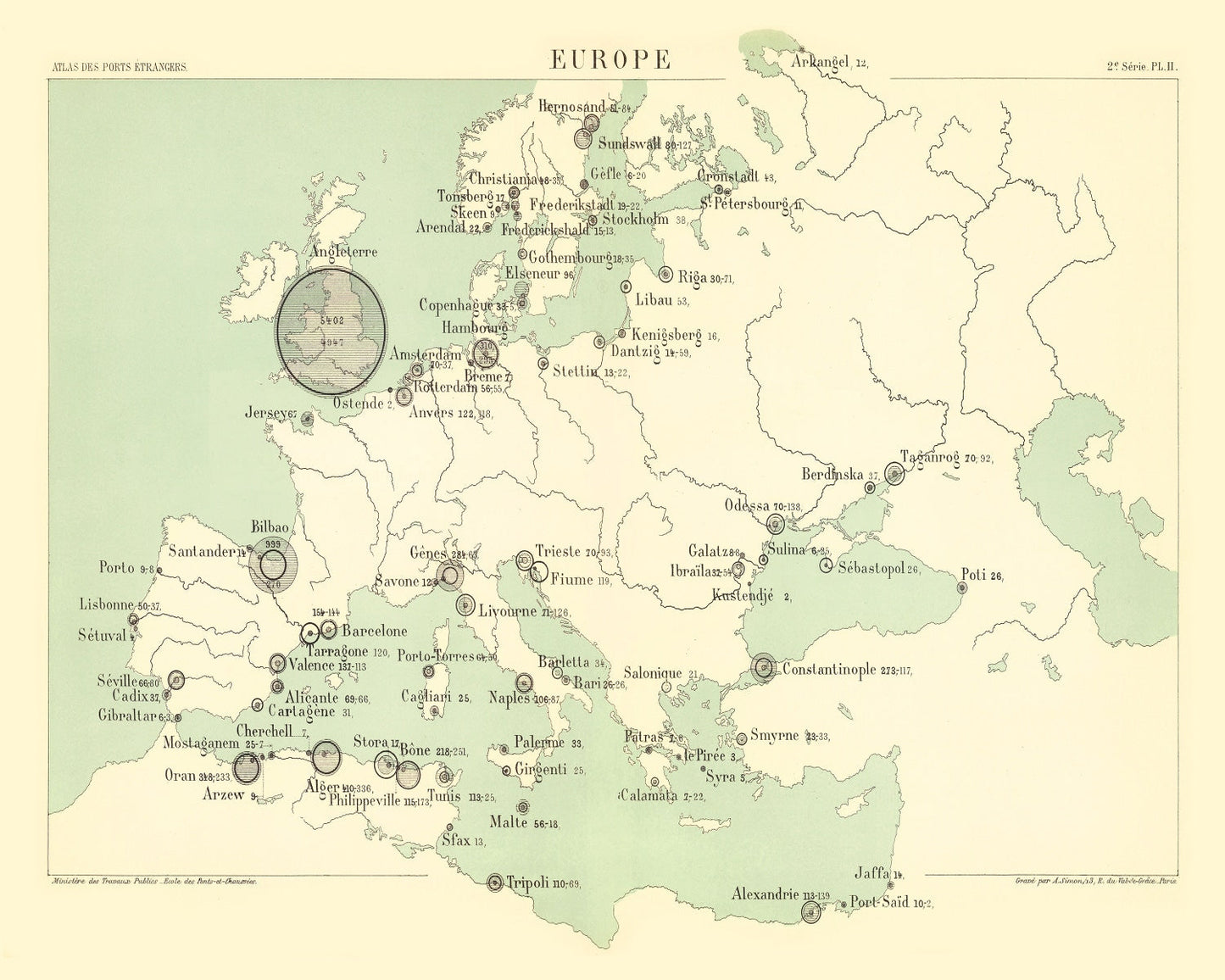 Vintage Map of Europe, 1886