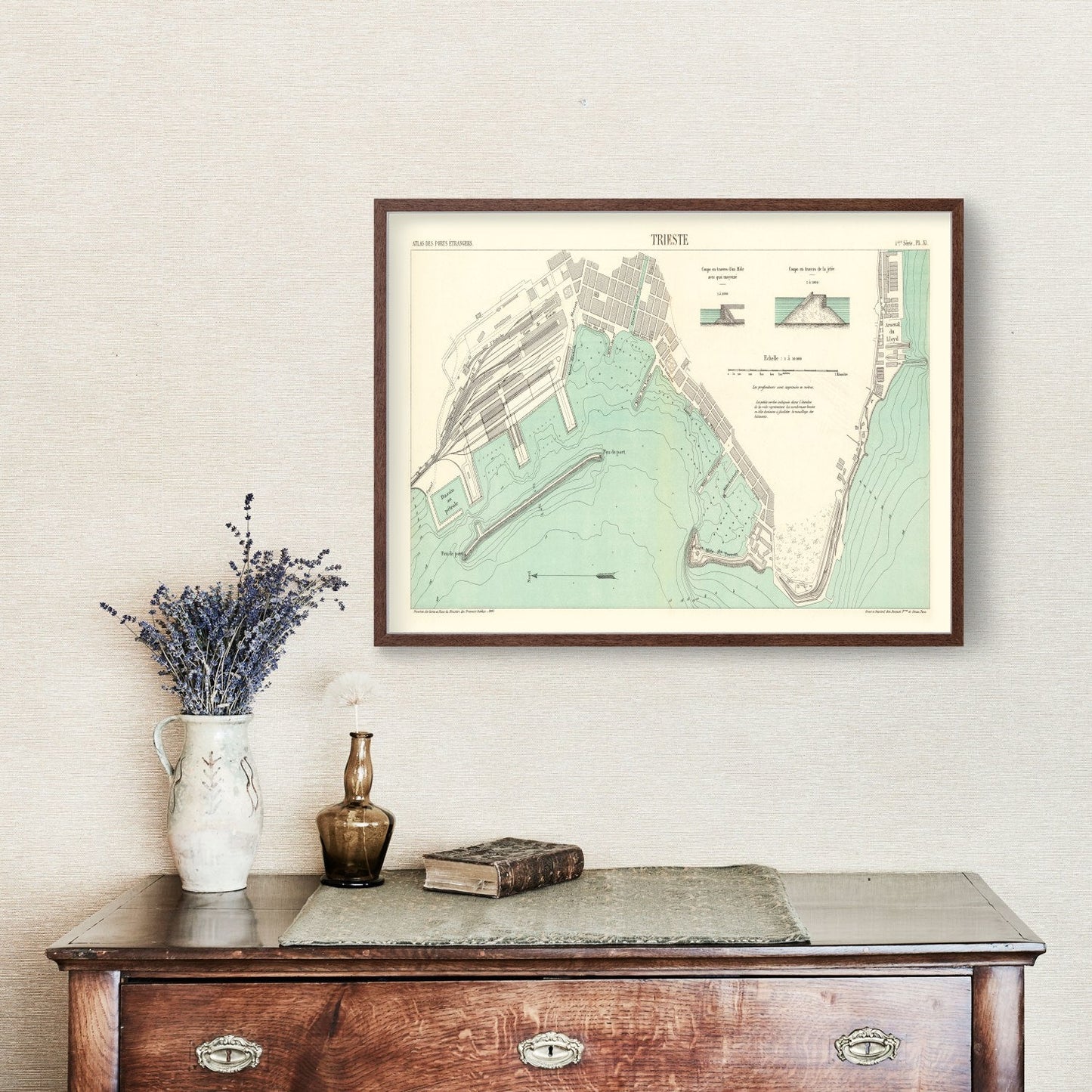 Vintage Map of Trieste, Italy, 1883