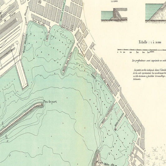 Vintage Map of Trieste, Italy, 1883