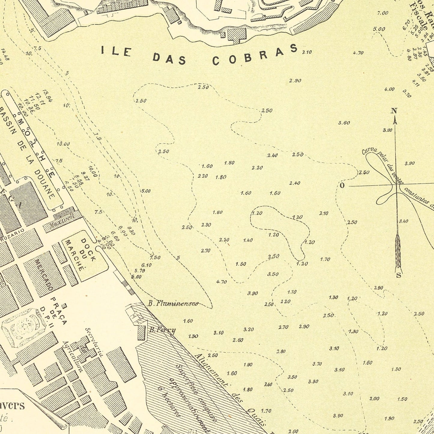 Vintage Map of Rio de Janeiro, Brazil, 1884