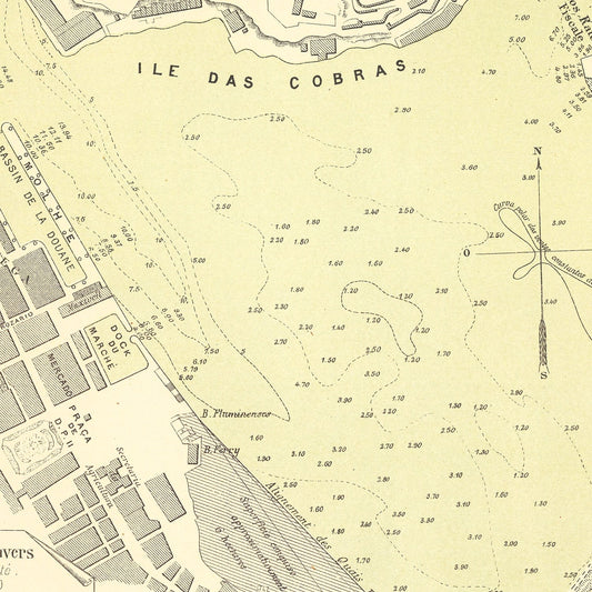 Vintage Map of Rio de Janeiro, Brazil, 1884