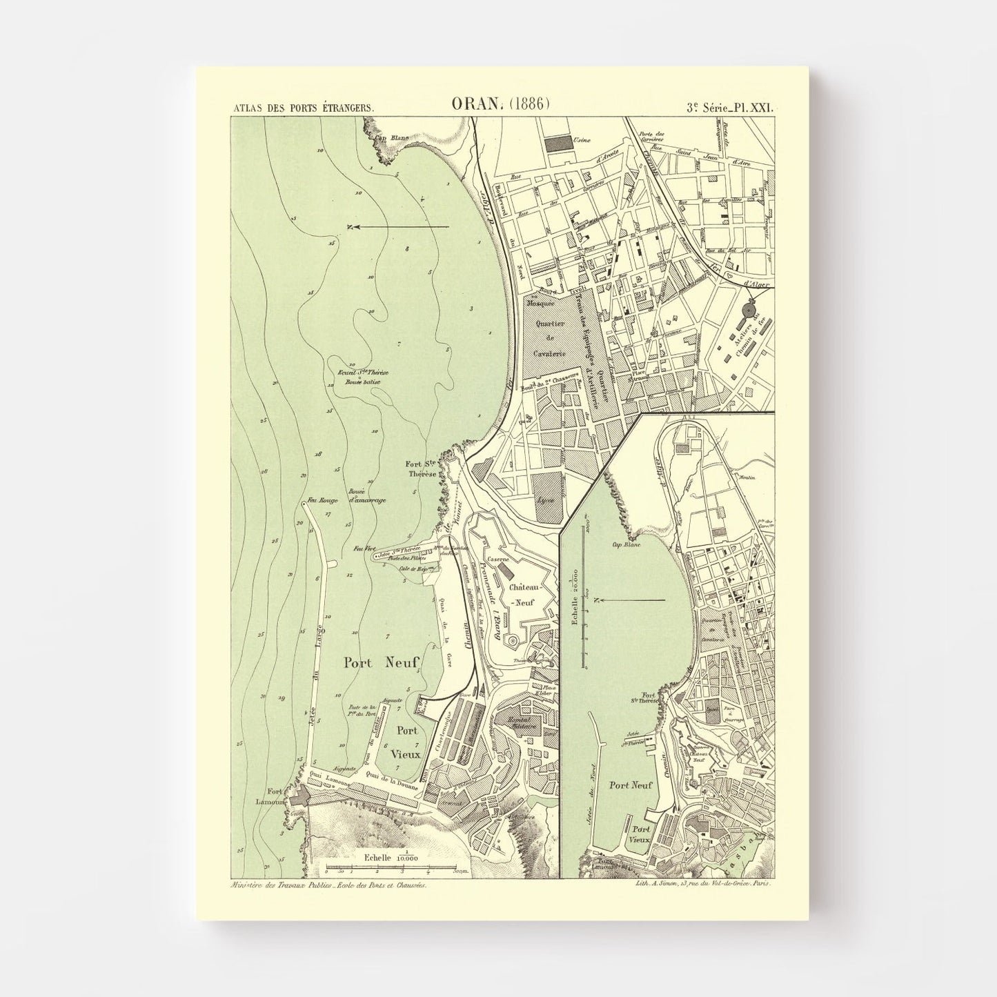 Vintage Map of Oran, Algeria, 1886