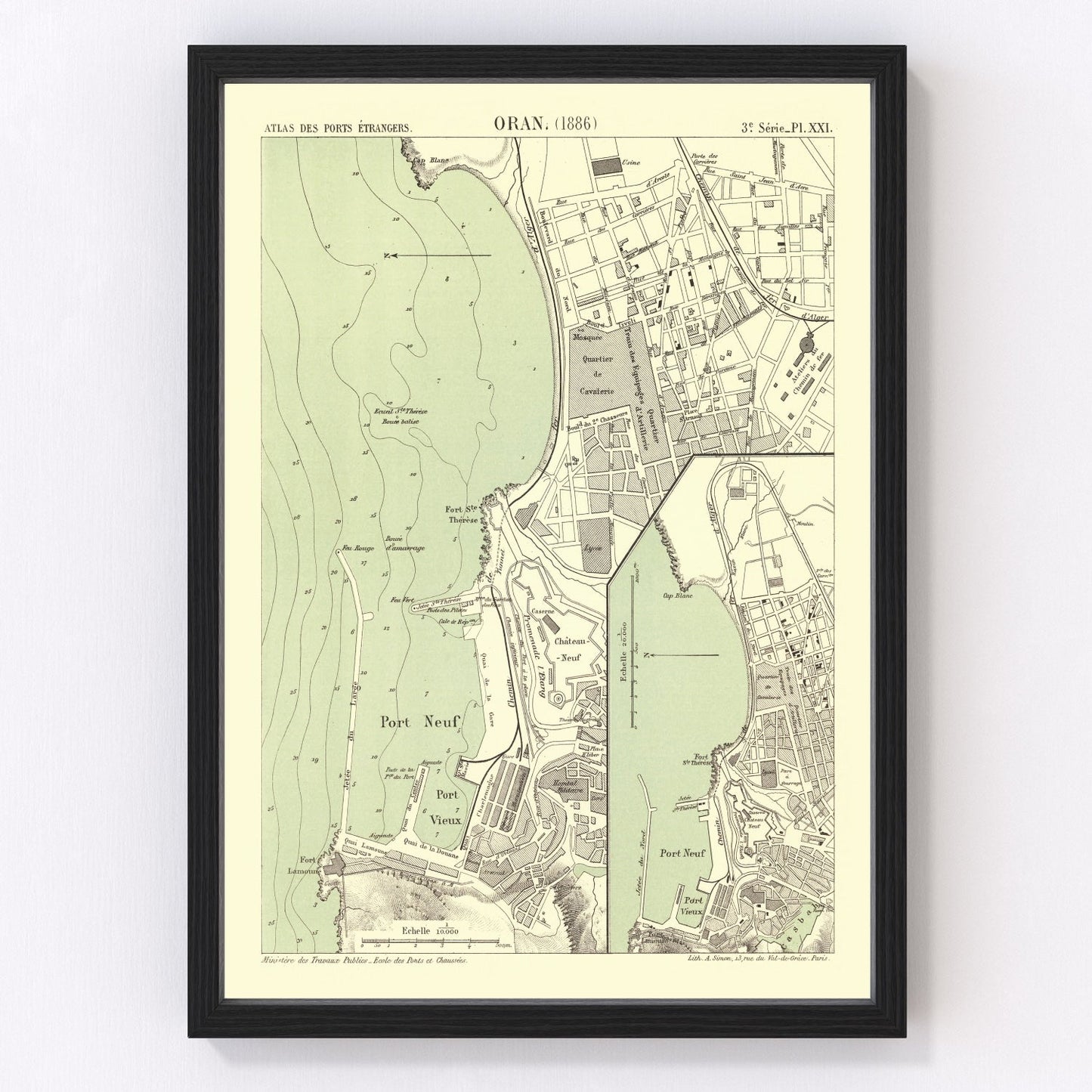 Vintage map of Oran, Algeria, 1886