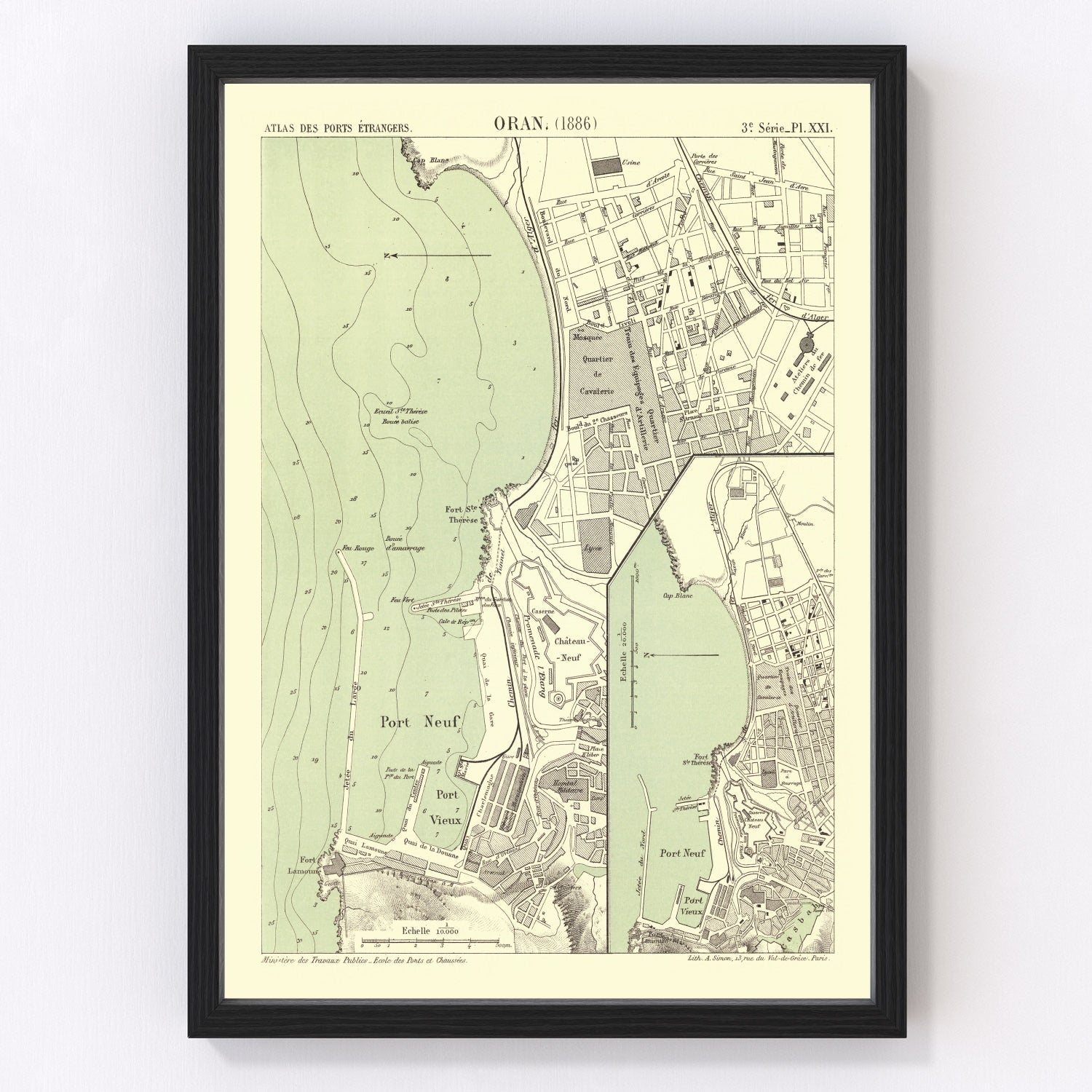 Vintage map of Oran, Algeria, 1886