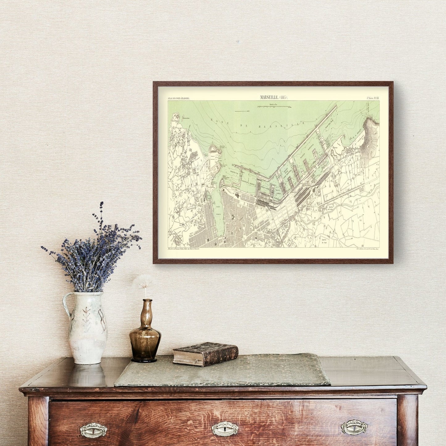 Vintage Map of Marseille, France, 1885