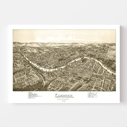 Vintage Map of Carnegie, Pennsylvania, 1897