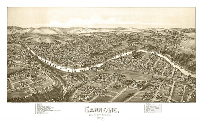 Vintage Map of Carnegie, Pennsylvania, 1897