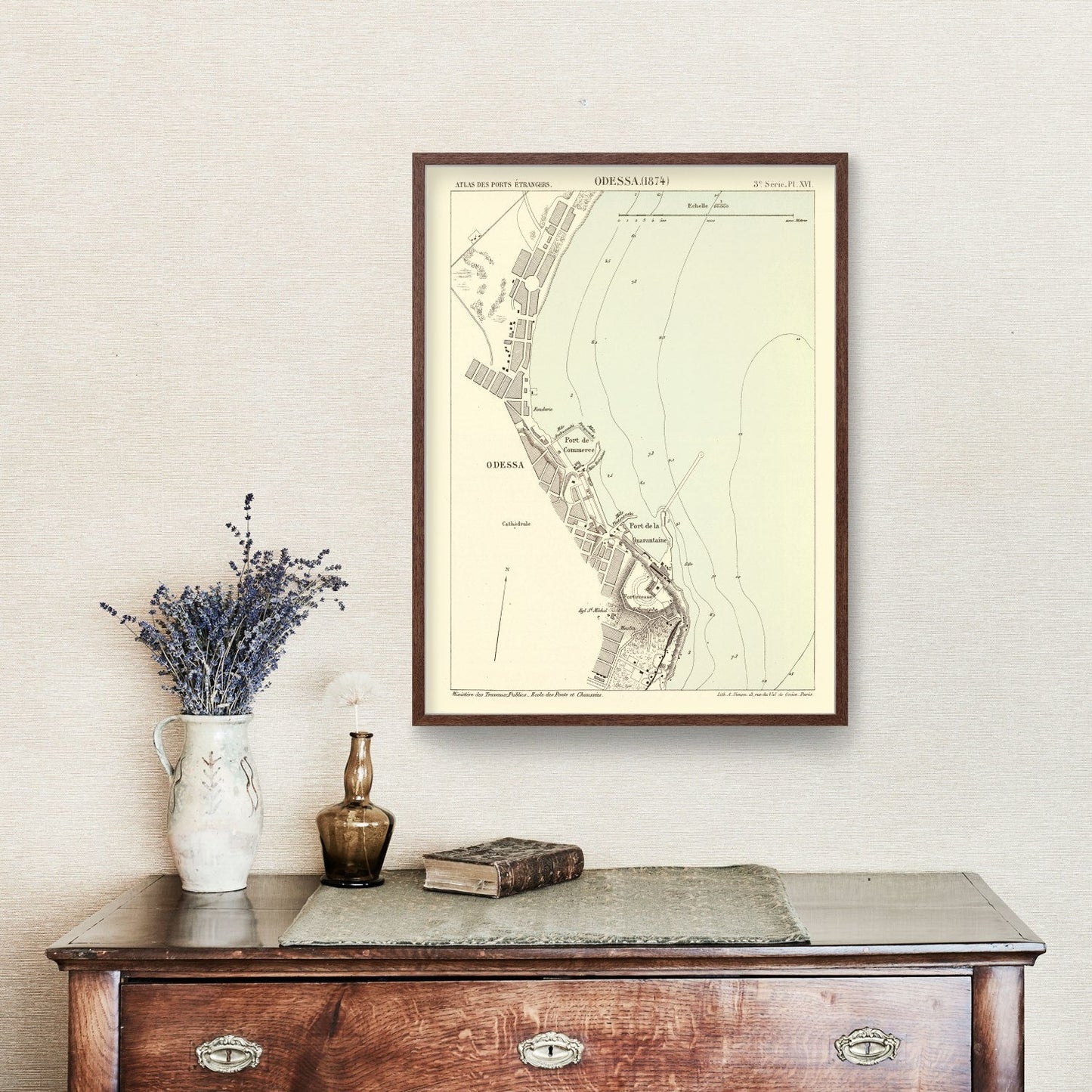Vintage Map of Odesa, Ukraine, 1874