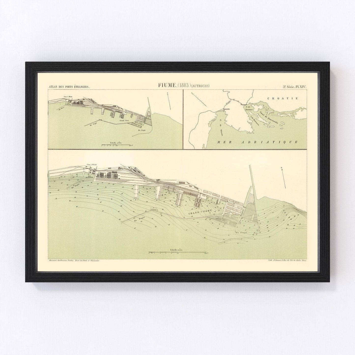 Vintage map of Rijeka, 1883