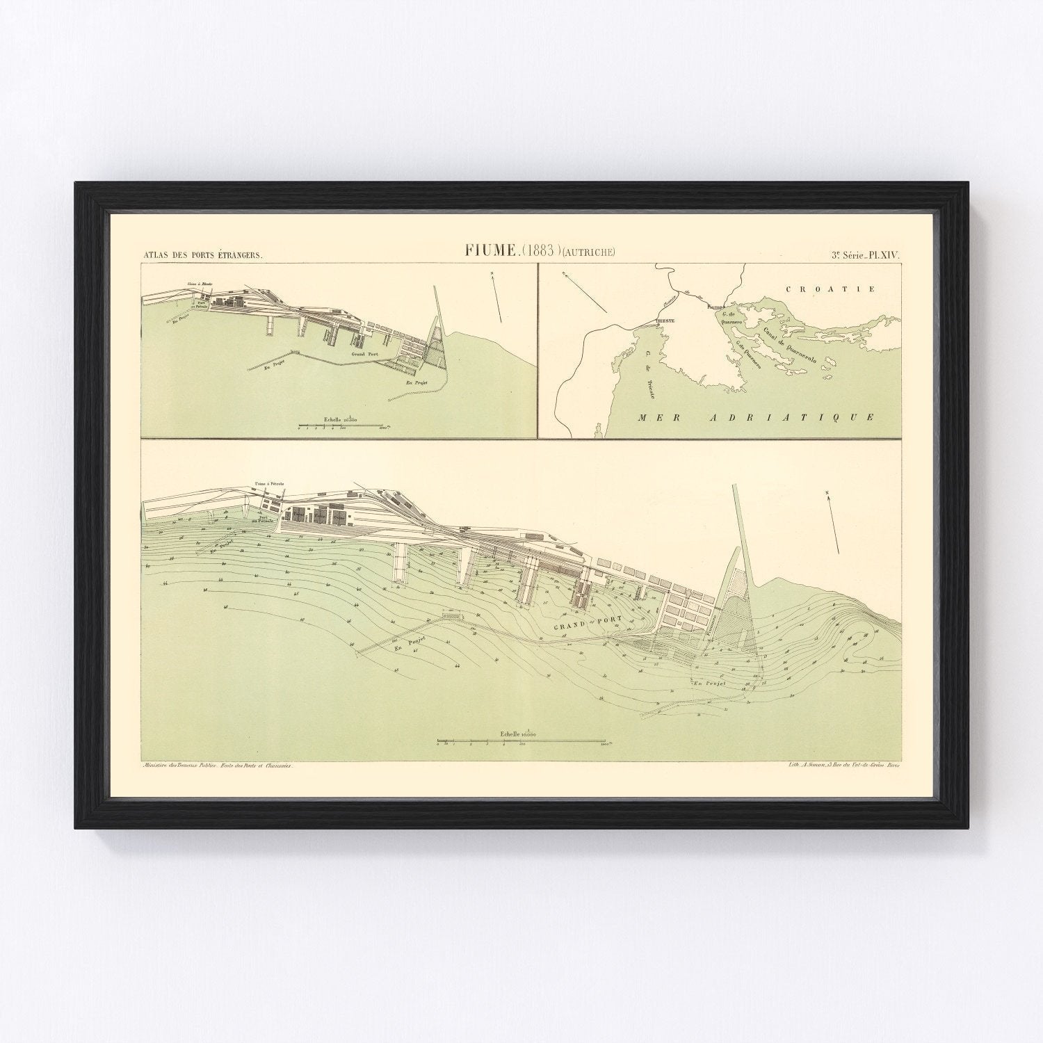 Vintage map of Rijeka, 1883