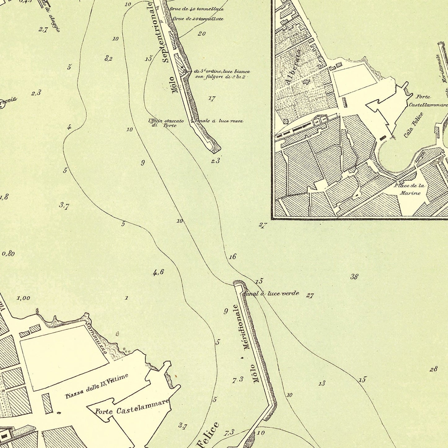 Vintage Map of Palermo, Italy, 1882