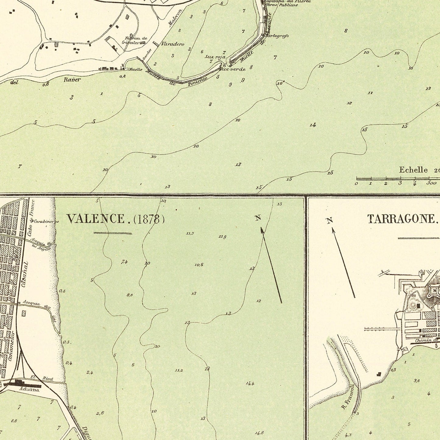 Vintage Map of Alicante, Spain, 1878